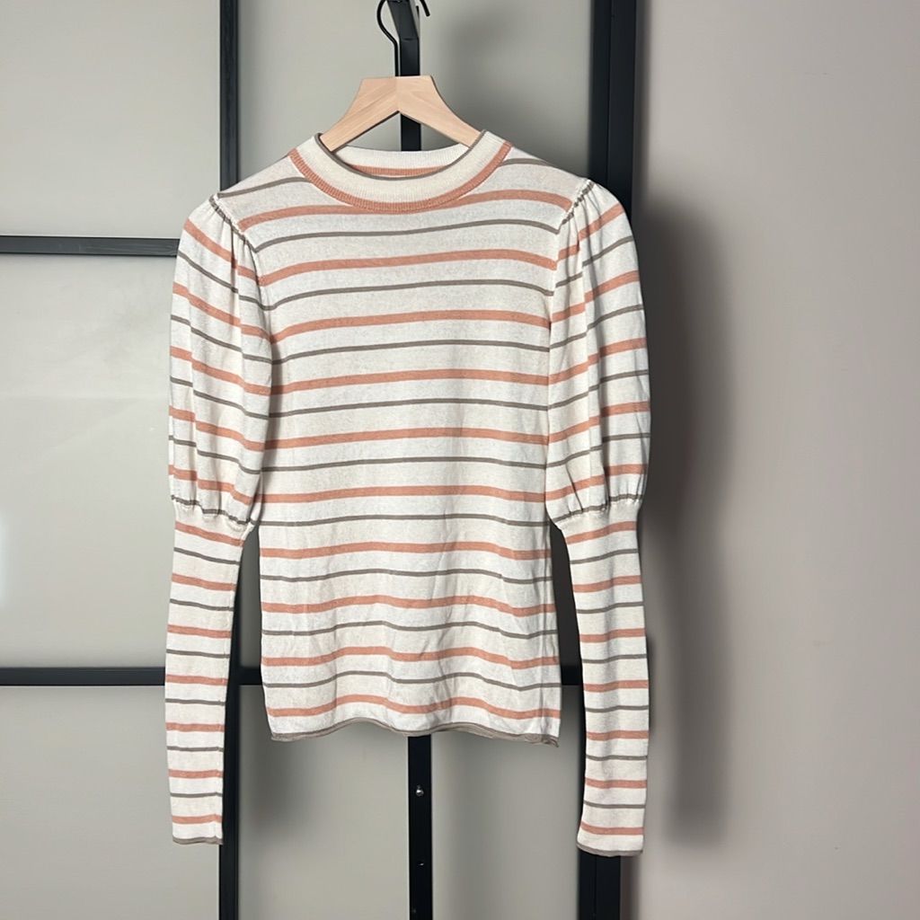 See By Chlo Striped Puff Sleeve Sweater Size Small
